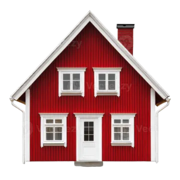 a red house on a white background