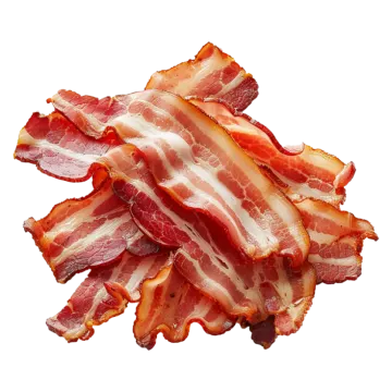 sliced bacon on a white background