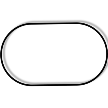 a black oval frame on a white background