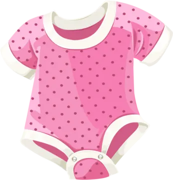 a pink baby bodysuit with polka dots on it