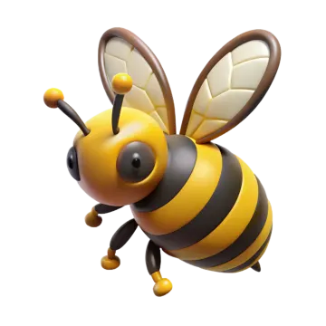 a cartoon bee flying in the air