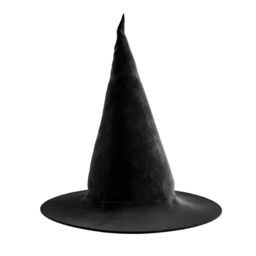 a black witch hat on a white background