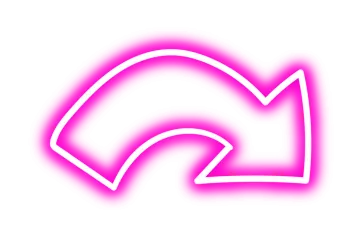 a neon pink arrow icon on a white background