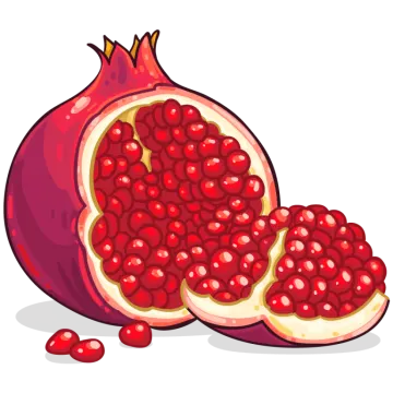 a red pome with two halves cut open