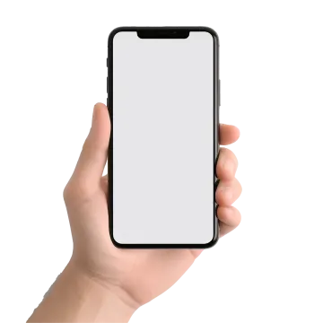 a hand holding an iphone with a blank screen