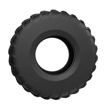 a black tire on a white background