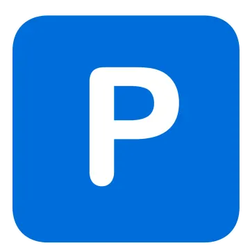 a blue parking sign with the letter p