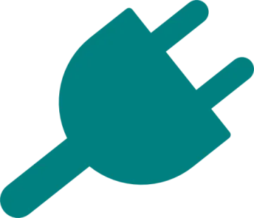a green plug icon with a white background
