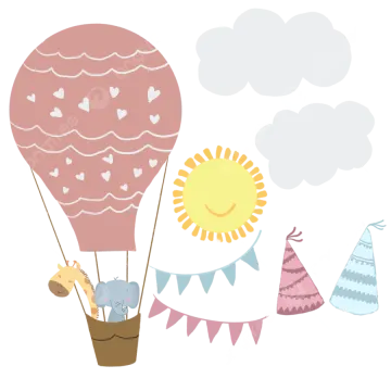 an illustration of a hot air balloon flying in the sky