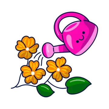 a watering with flowers in it