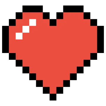 a red heart pixeled in the shape of a pixel