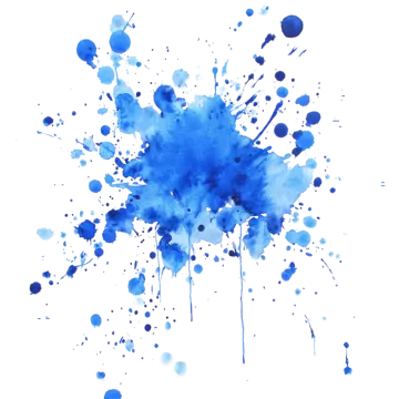a blue watercolor stain on a white background