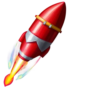 a red rocket flying through the air