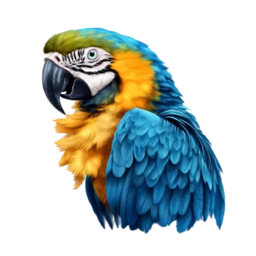 a colorful parrot with blue and yellow feathers