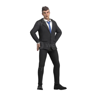 a 3d man in a suit and tie