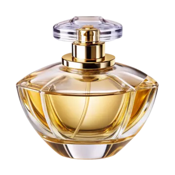 a bottle of perfume on a white background