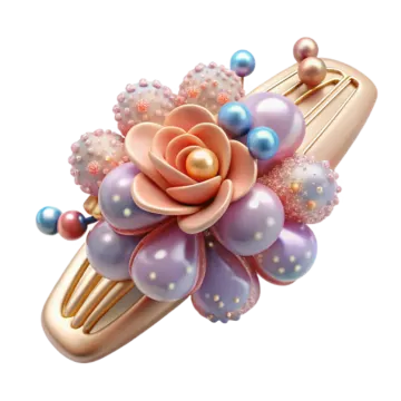 a hair clip with flowers and pearls on it