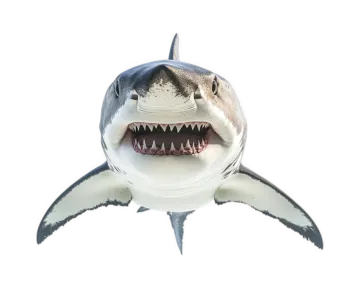 a great white shark with its mouth open