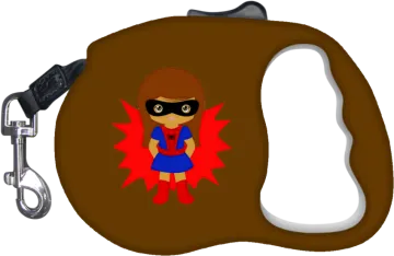 a brown dog leash with a cartoon character on it