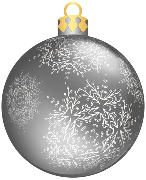 a black and white christmas ball with snowflakes