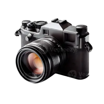 a black camera on a white background