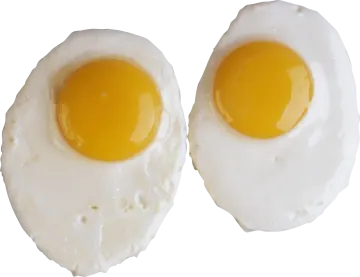 two fried eggs on a white background