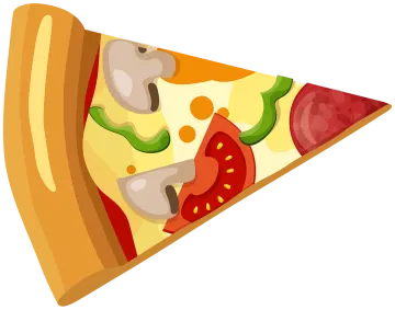 a slice of pizza on a white background