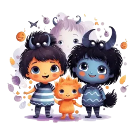 a group of cartoon characters standing next to each other characters