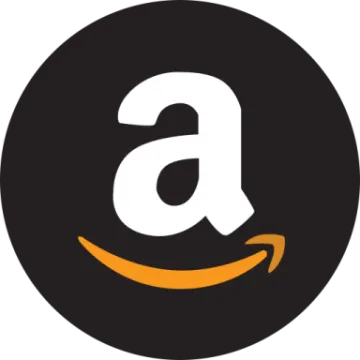 the amazon logo in a black circle
