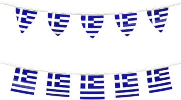 a set of blue and white flags on a white background