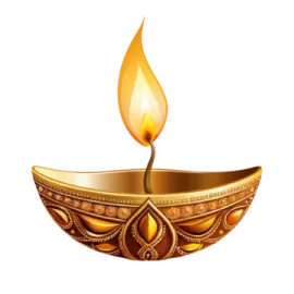 a golden oil lamp on white background