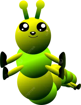 a green and yellow cartoon character sitting on the ground