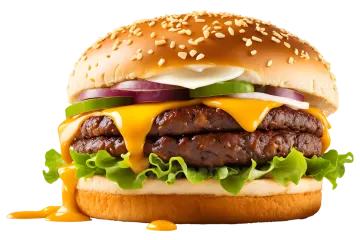 a hamburger on a white background
