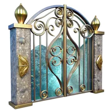 an open gate with a butterfly on it