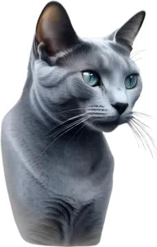 a gray cat with green eyes looking at the camera