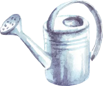 a watercolor painting of a watering can