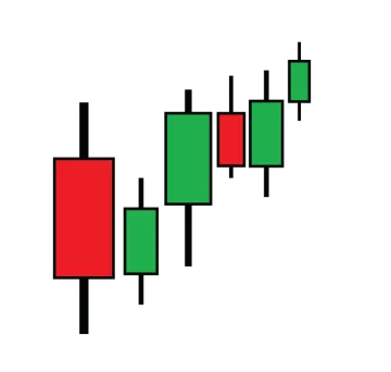 a red and green candle pattern on a white background