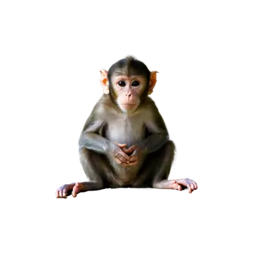 a monkey sitting on top of a white surface