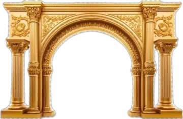 a golden arch with columns