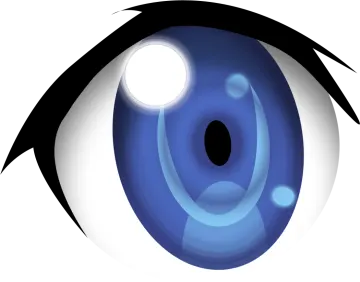 an eye with blue pupil