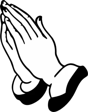 a black and white image of praying hands