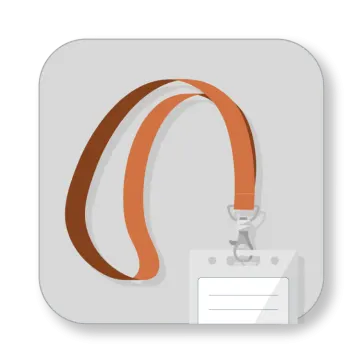 a badge with a name tag attached to it
