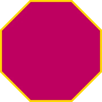 a red and yellow stop sign