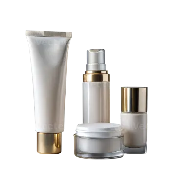 a set of cosmetic products on a white background