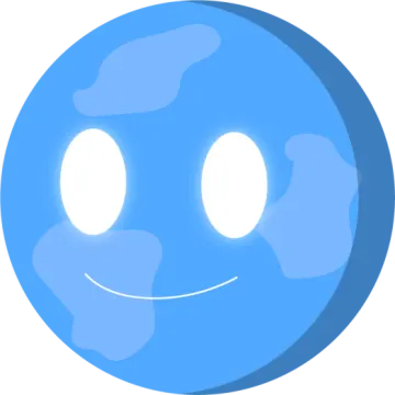 a blue smiley face with two eyes
