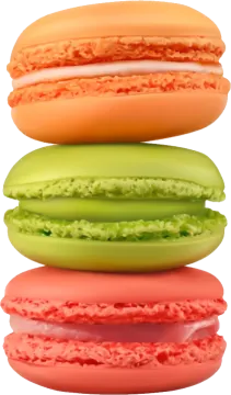 three colorful hamburgers on a white background