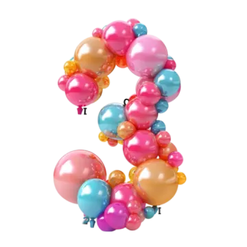 a number 3 made out of balloons