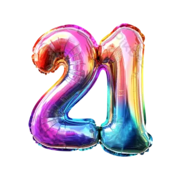 the letter m is made out of colorful foil balloons
