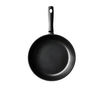 a black frying pan on a white background