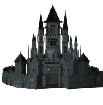 a castle with turrets on top of it